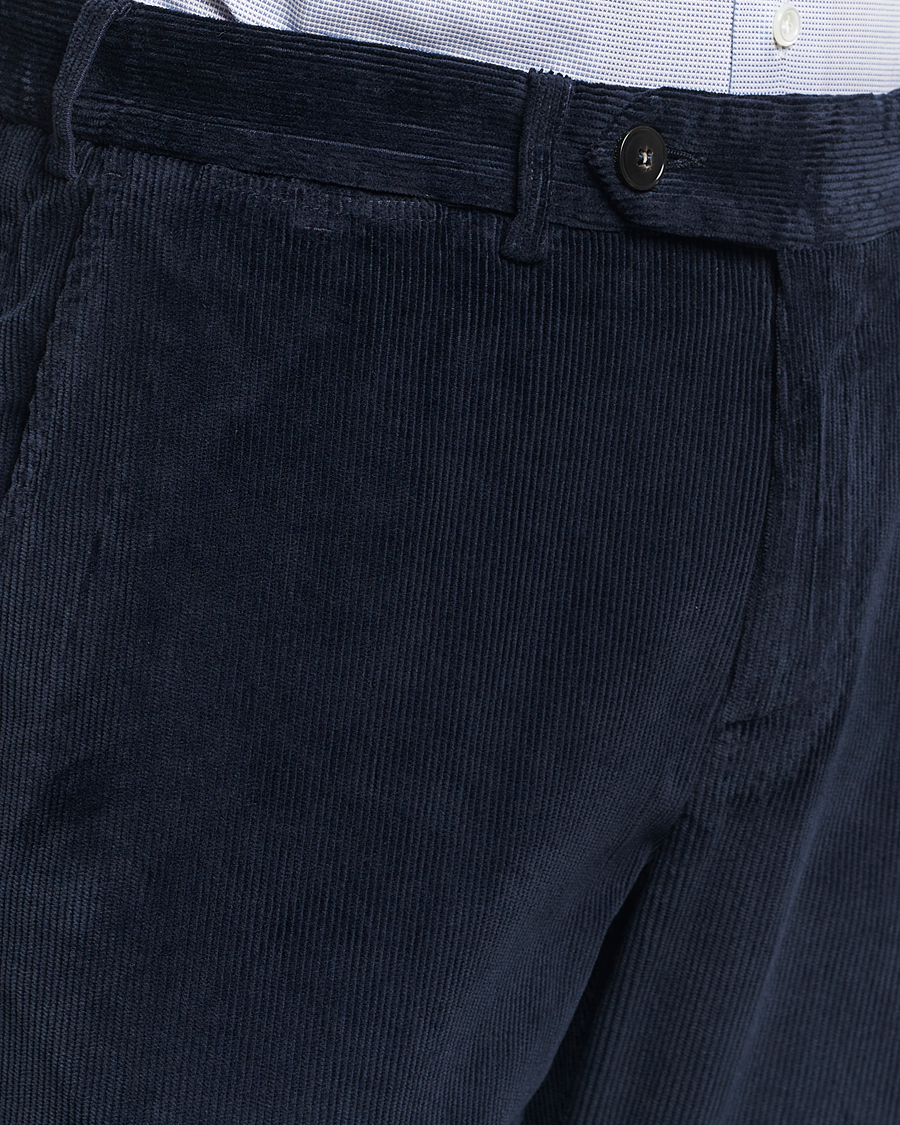 Herr | Byxor | Canali | Slim Fit Corduroy Trousers Navy