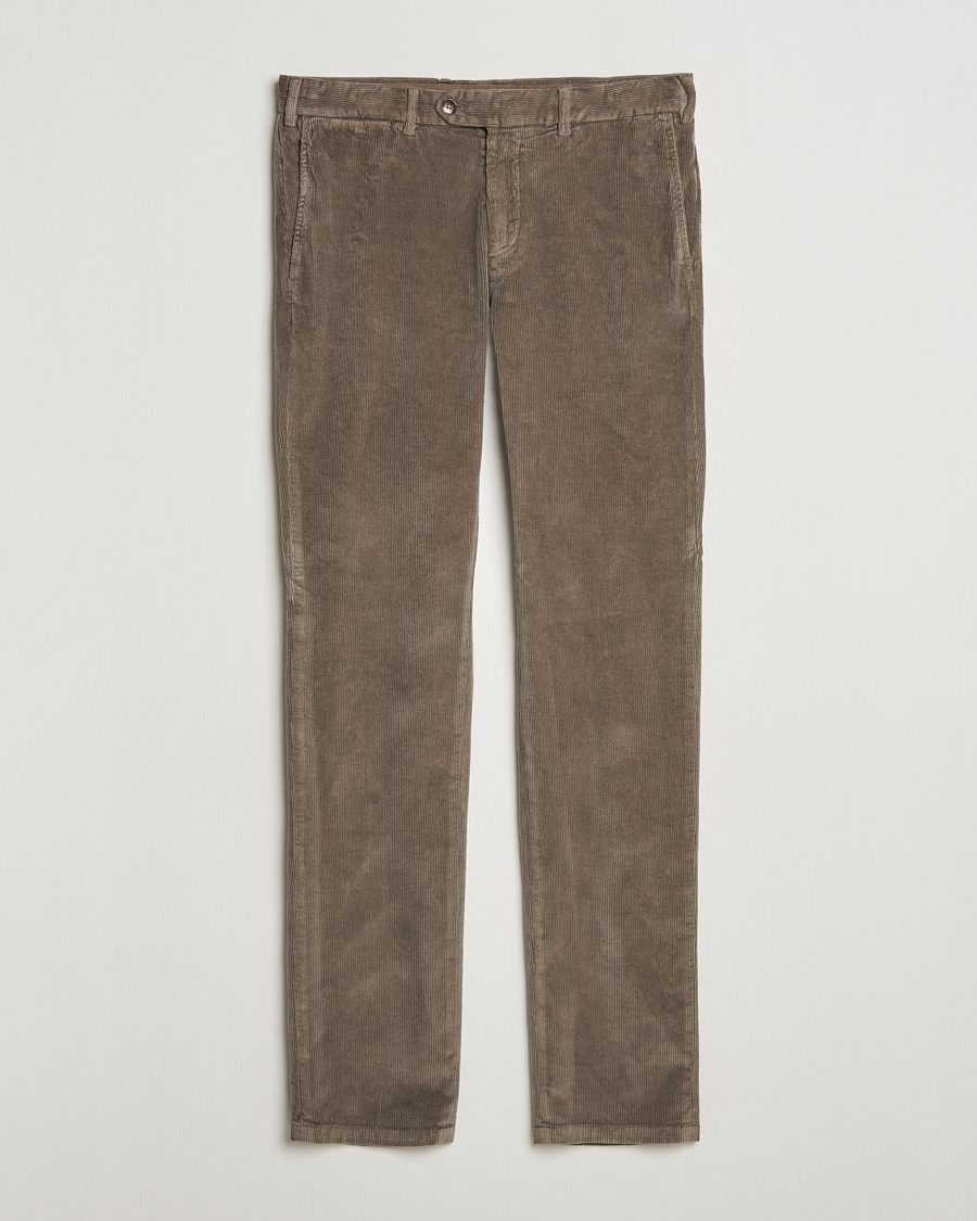 Herr | Byxor | Canali | Slim Fit Corduroy Trousers Taupe
