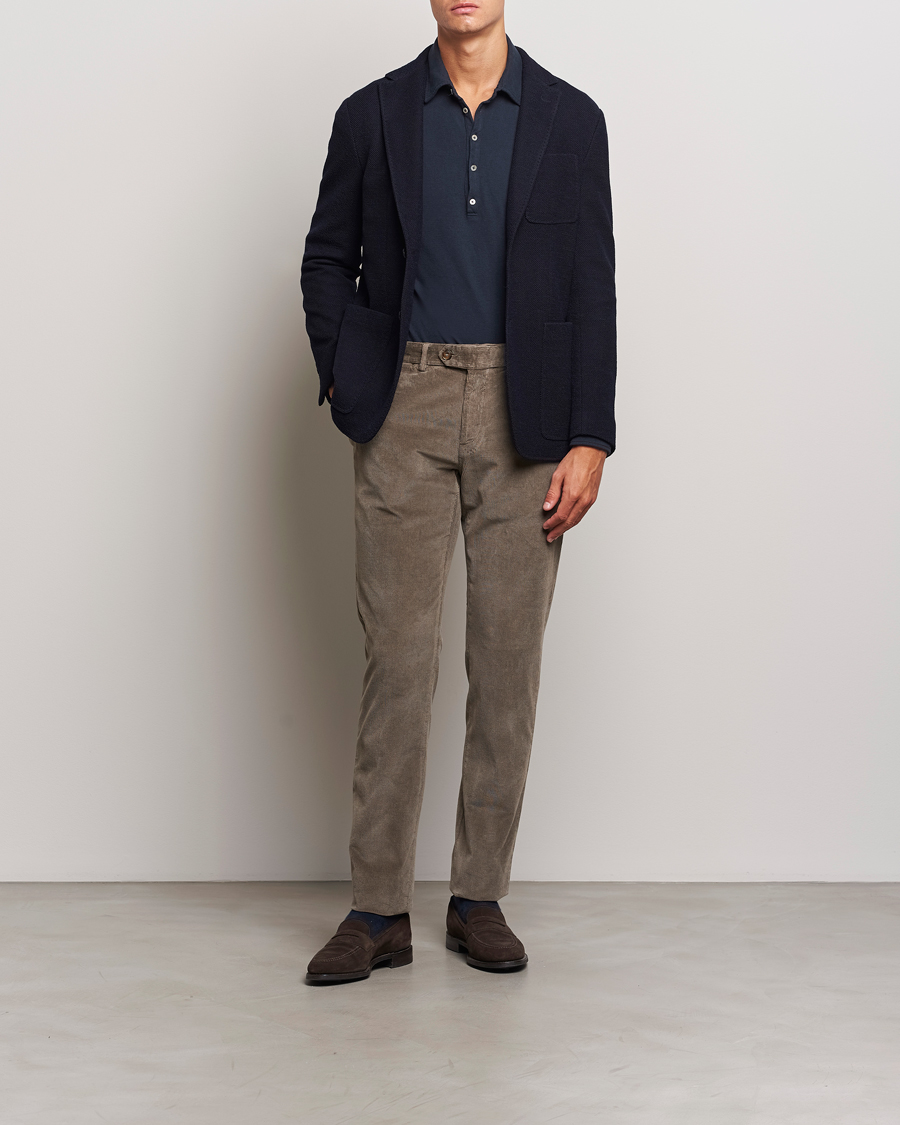 Herr | Byxor | Canali | Slim Fit Corduroy Trousers Taupe