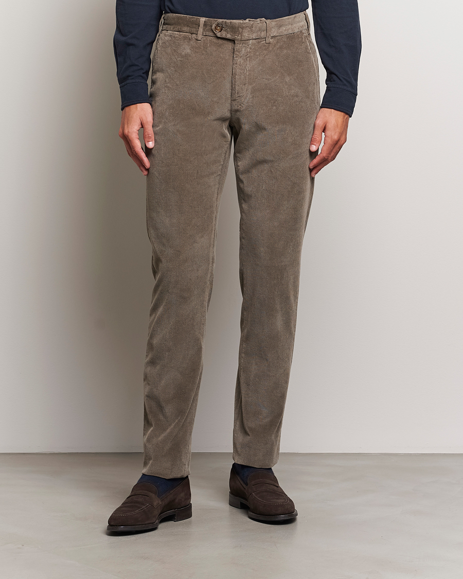 Herr | Byxor | Canali | Slim Fit Corduroy Trousers Taupe