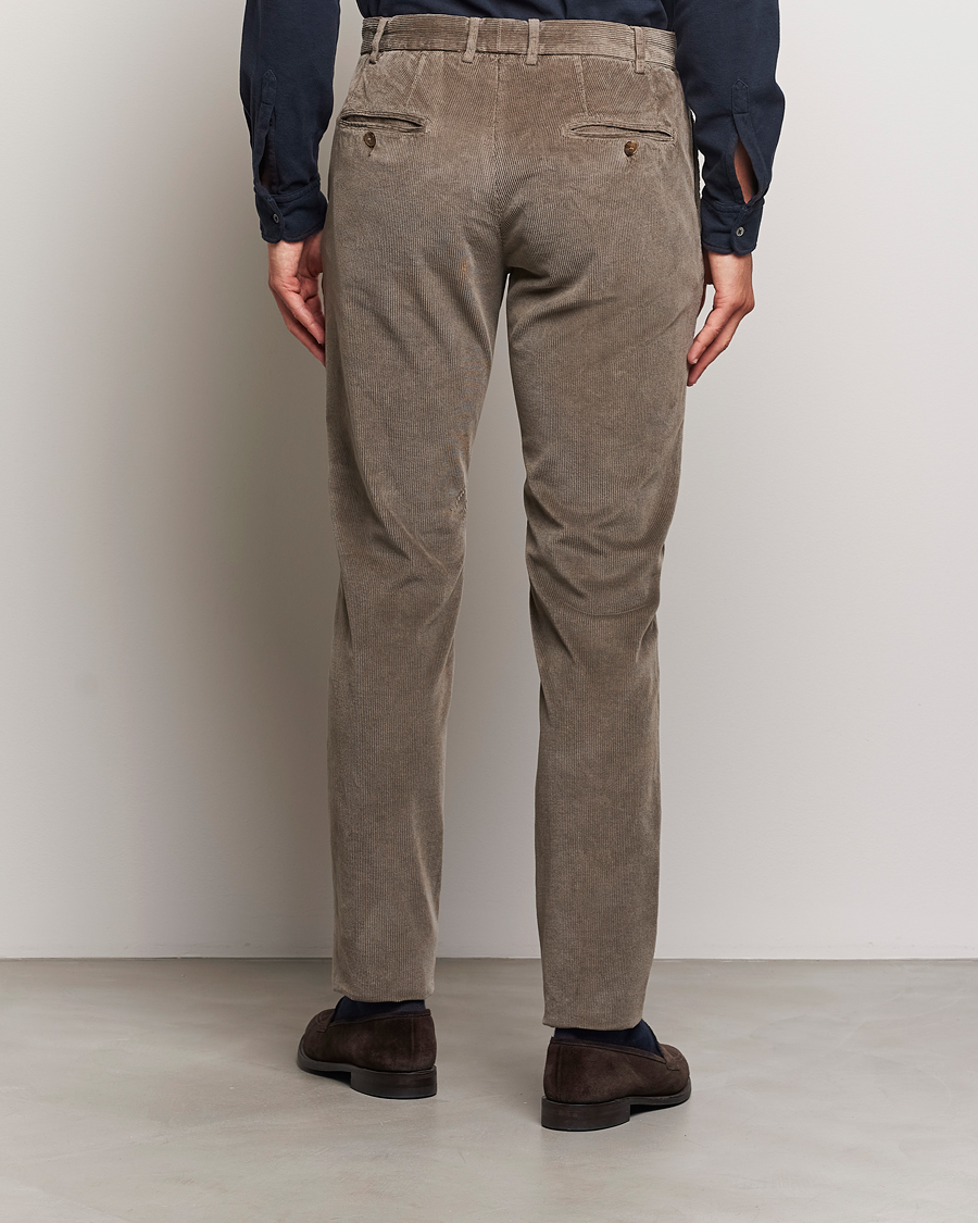Herr | Byxor | Canali | Slim Fit Corduroy Trousers Taupe