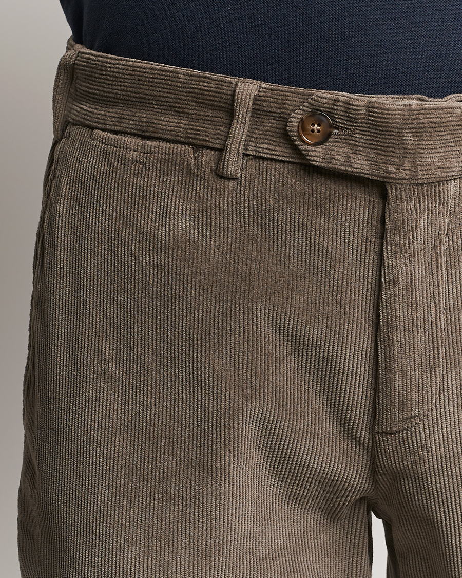Herr | Byxor | Canali | Slim Fit Corduroy Trousers Taupe