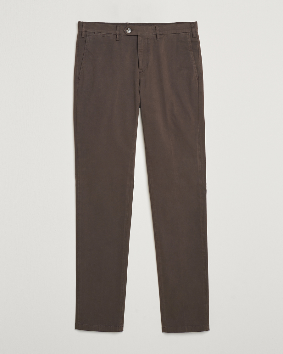 Herr | Byxor | Canali | Cotton Stretch Trousers Brown