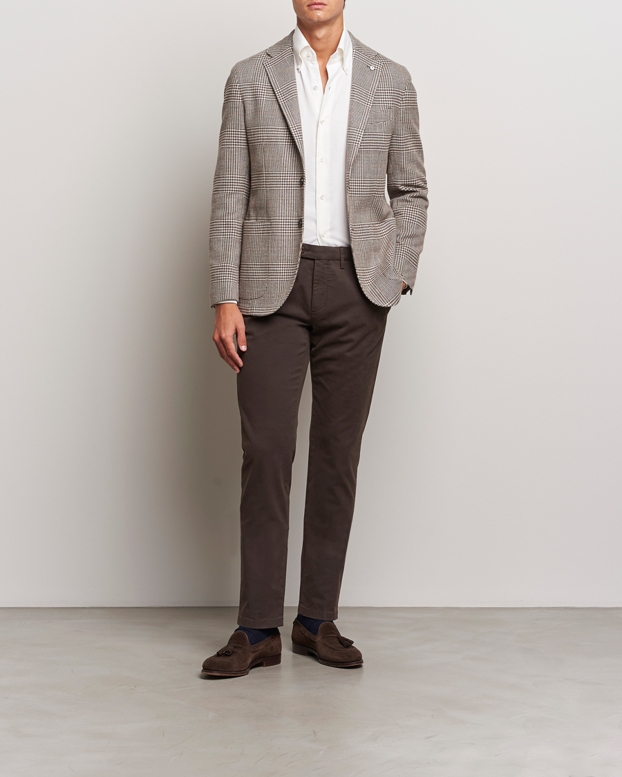 Herr | Byxor | Canali | Cotton Stretch Trousers Brown