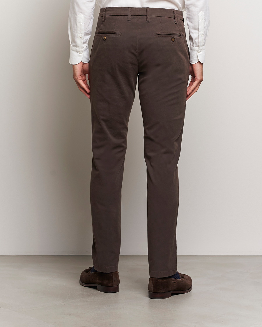 Herr | Byxor | Canali | Cotton Stretch Trousers Brown