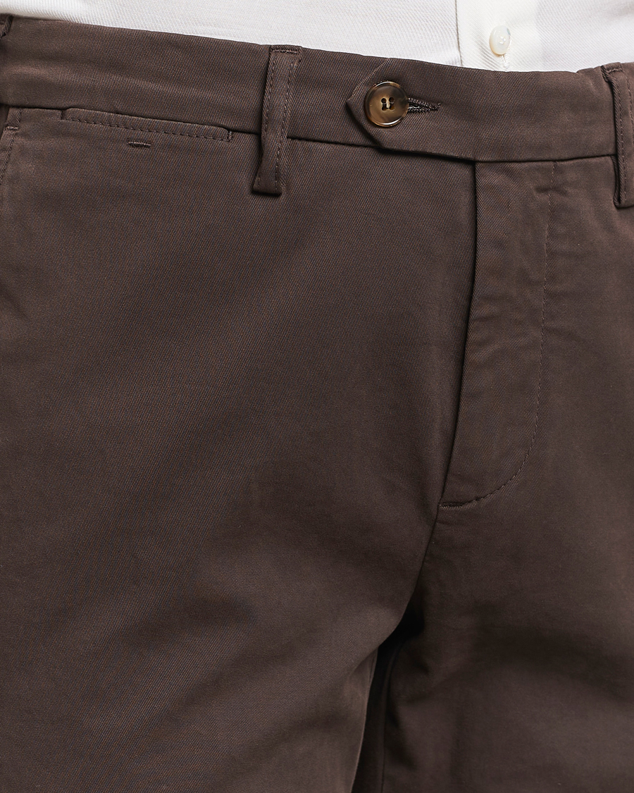 Herr | Byxor | Canali | Cotton Stretch Trousers Brown
