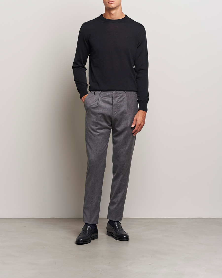 Herr | Tröjor | Canali | Merino Wool Crew Neck Black