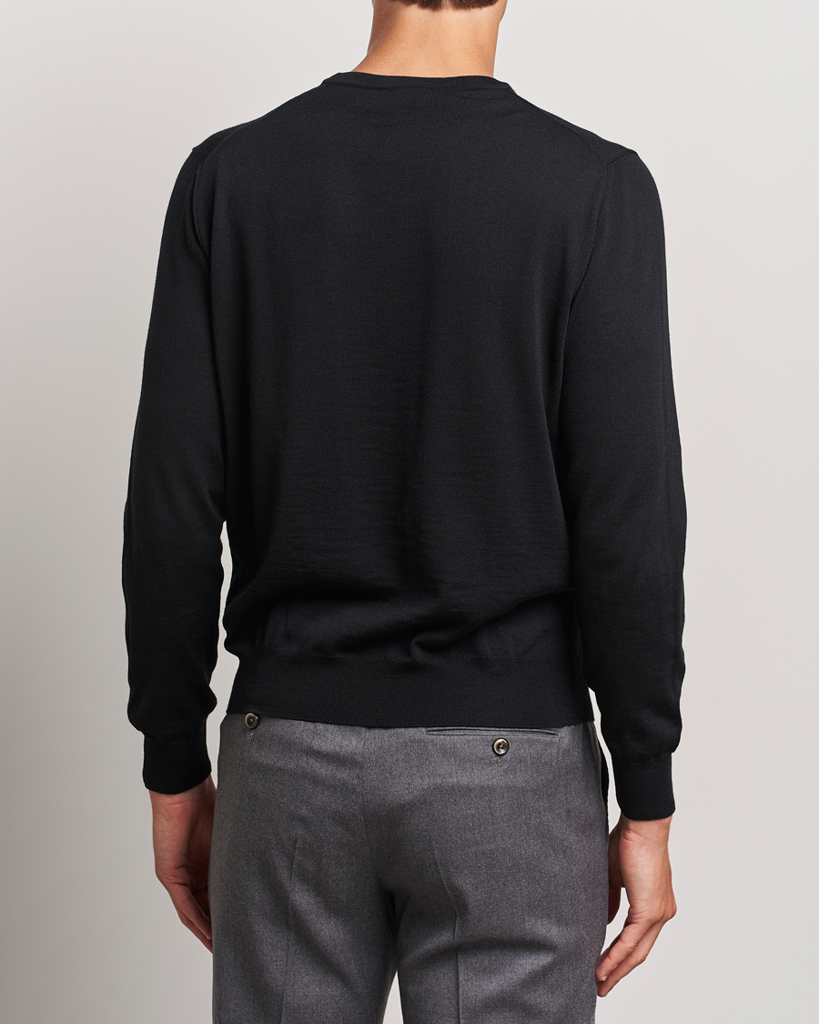 Herr | Tröjor | Canali | Merino Wool Crew Neck Black