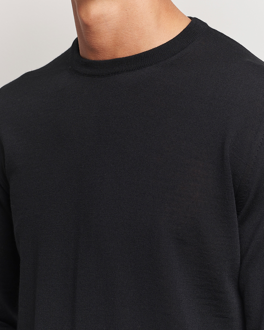 Herr | Tröjor | Canali | Merino Wool Crew Neck Black
