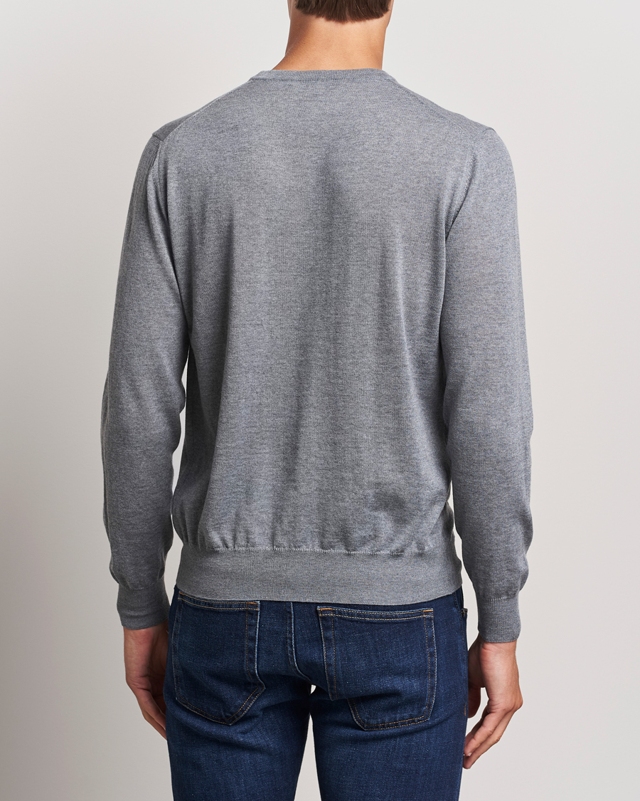 Herr | Tröjor | Canali | Merino Wool Crew Neck Light Grey