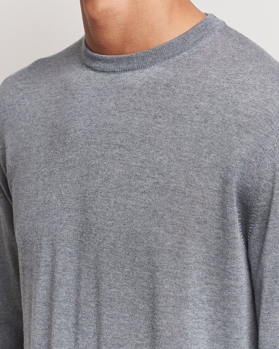 Herr | Tröjor | Canali | Merino Wool Crew Neck Light Grey