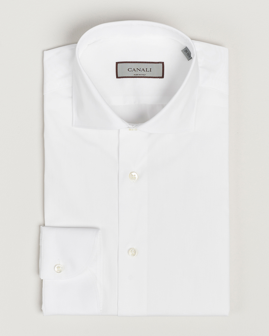 Herr | Skjortor | Canali | Slim Fit Cotton/Stretch Shirt White