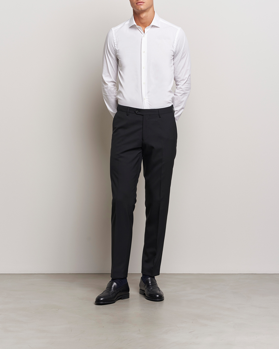 Herr | Skjortor | Canali | Slim Fit Cotton/Stretch Shirt White