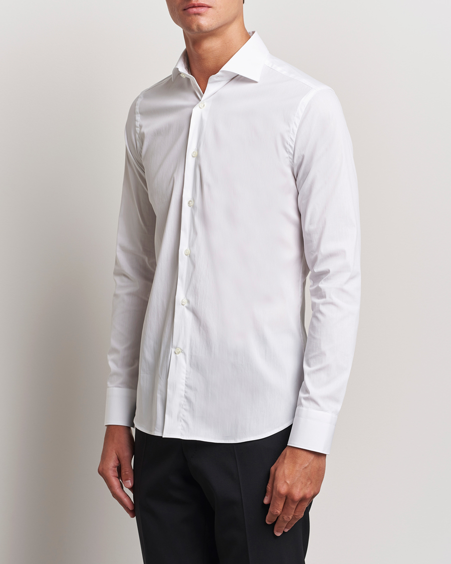 Herr | Skjortor | Canali | Slim Fit Cotton/Stretch Shirt White