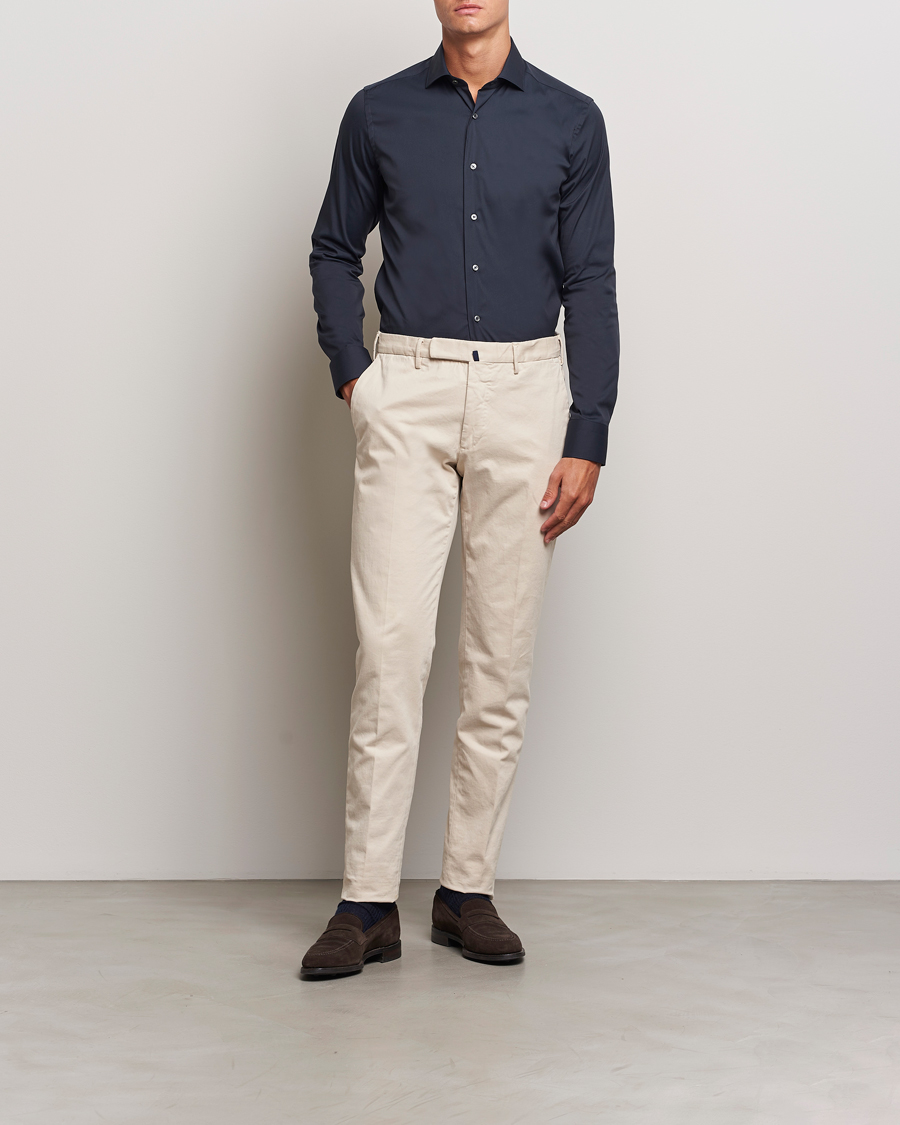 Herr | Skjortor | Canali | Slim Fit Cotton/Stretch Shirt Navy