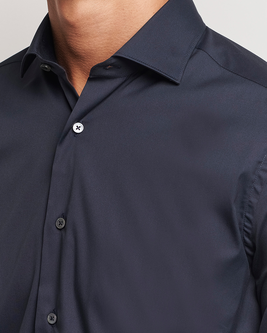 Herr | Skjortor | Canali | Slim Fit Cotton/Stretch Shirt Navy