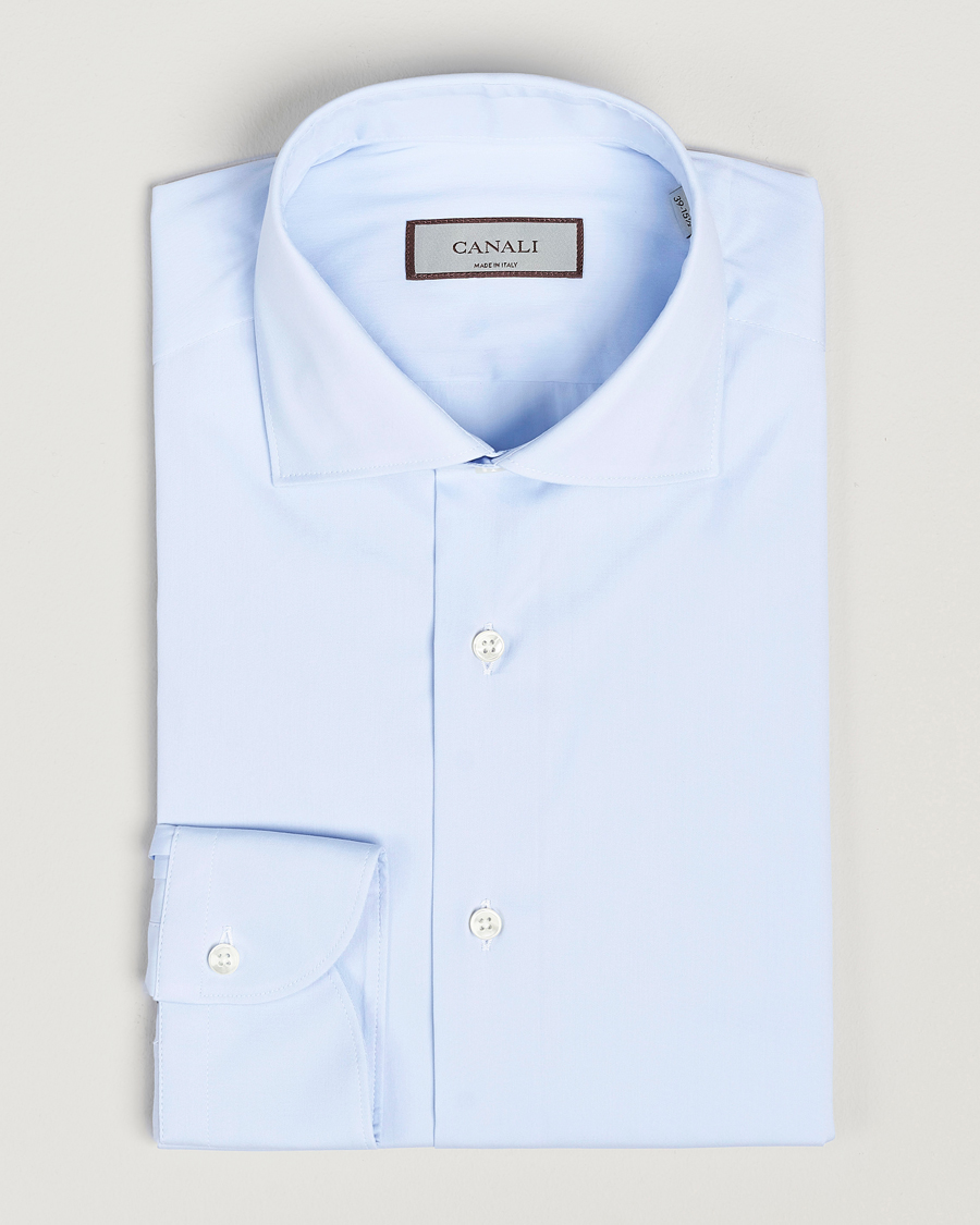 Herr | Skjortor | Canali | Slim Fit Cotton/Stretch Shirt Light Blue