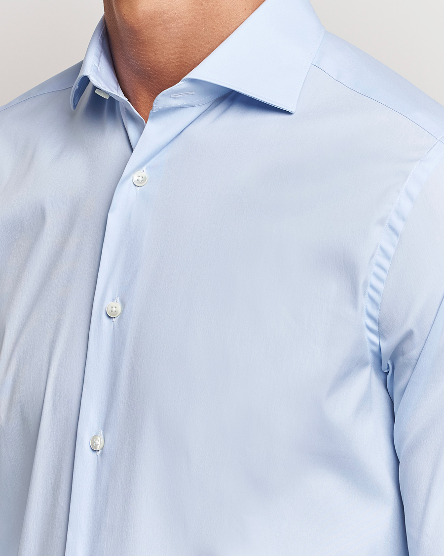 Herr | Skjortor | Canali | Slim Fit Cotton/Stretch Shirt Light Blue