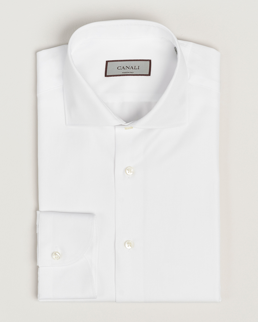 Herr | Skjortor | Canali | Slim Fit Cotton Shirt White