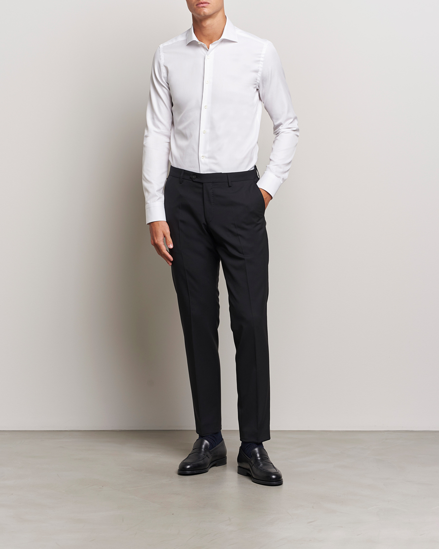 Herr | Skjortor | Canali | Slim Fit Cotton Shirt White
