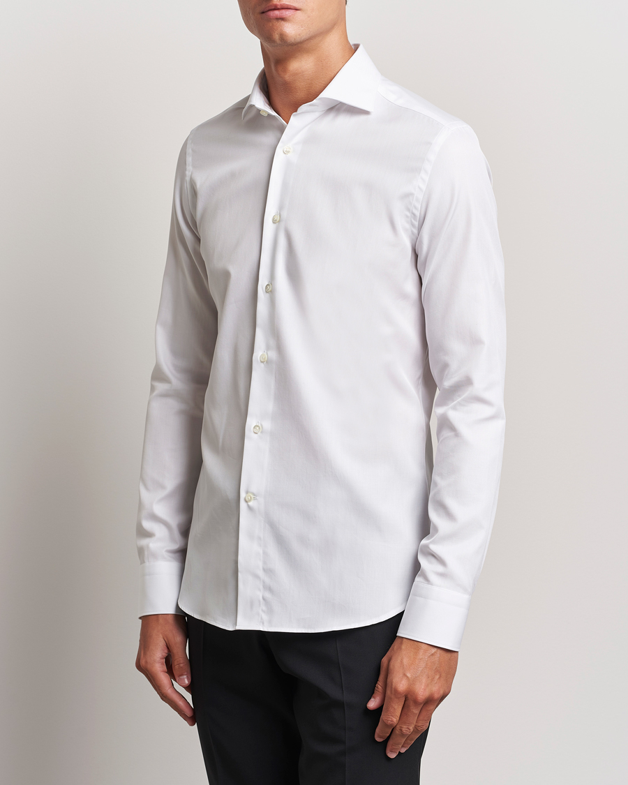 Herr | Skjortor | Canali | Slim Fit Cotton Shirt White