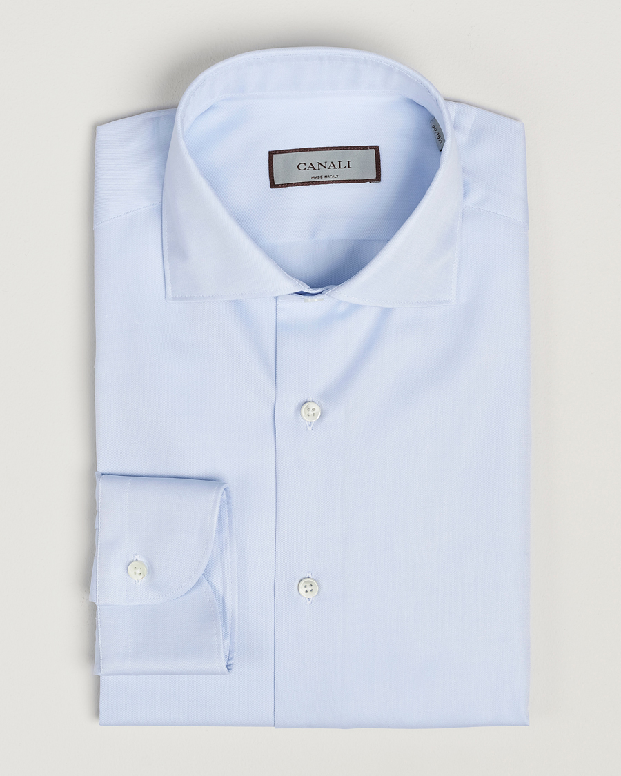Herr | Skjortor | Canali | Slim Fit Cotton Shirt Light Blue