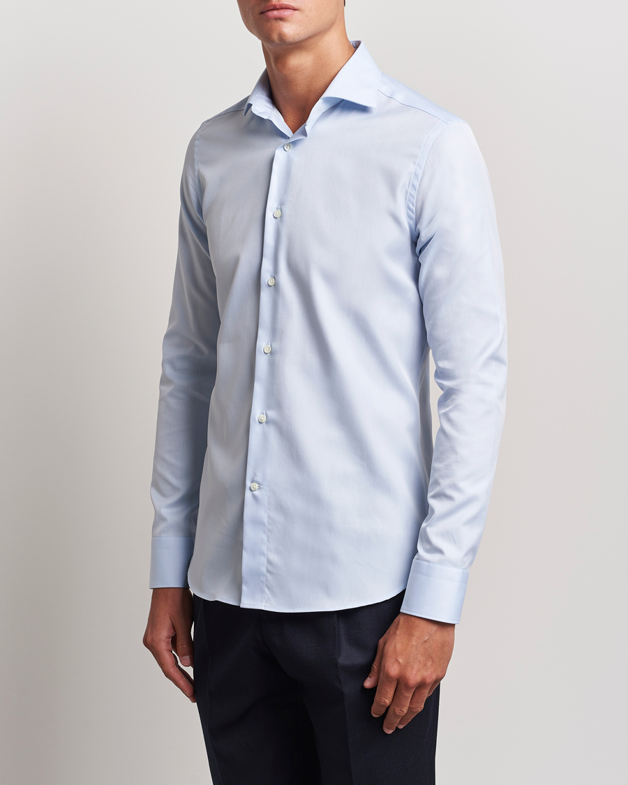 Herr | Skjortor | Canali | Slim Fit Cotton Shirt Light Blue