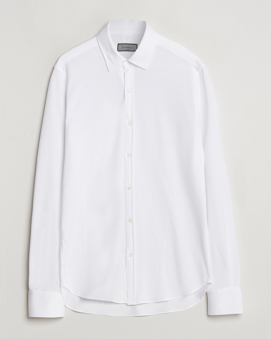 Herr | Skjortor | Canali | Slim Fit Stretch Piquet Shirt White