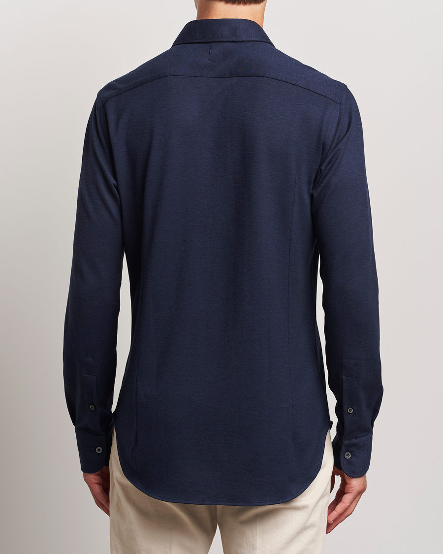 Herr | Skjortor | Canali | Slim Fit Stretch Piquet Shirt Navy