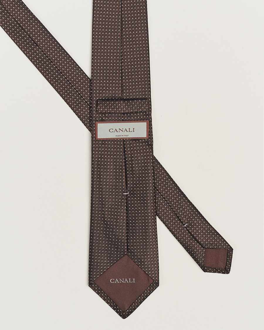 Herr | Canali Micro Dot Silk Tie Brown | Canali | Micro Dot Silk Tie Brown
