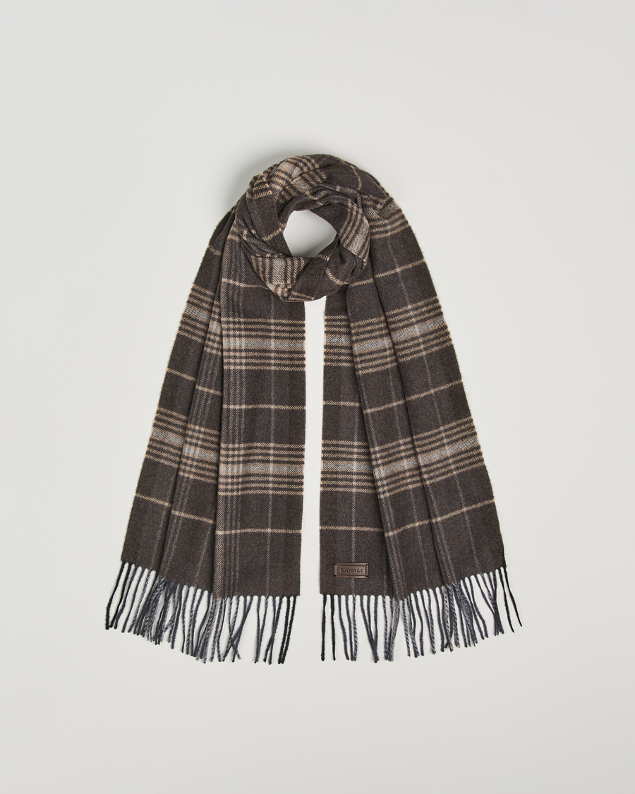 Herr | Canali Check Wool Scarf Brown/Beige | Canali | Check Wool Scarf Brown/Beige