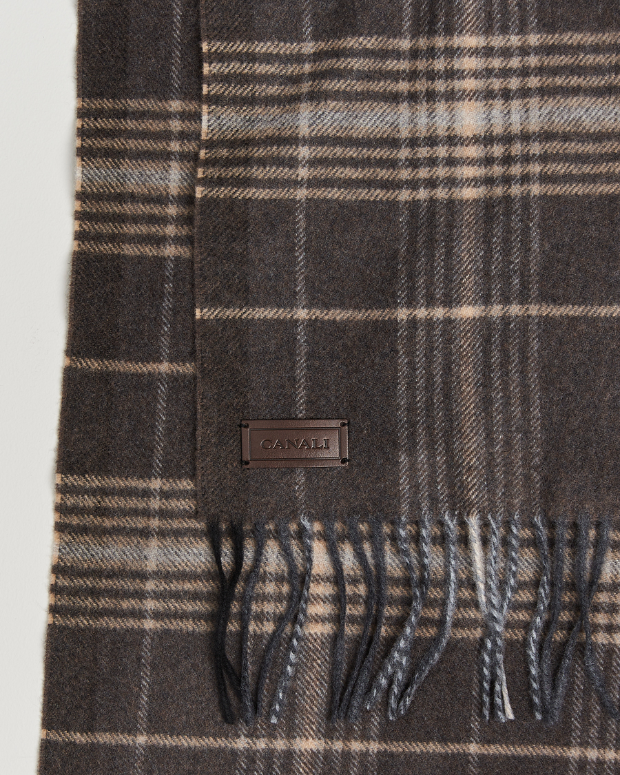 Herr | Halsdukar | Canali | Check Wool Scarf Brown/Beige