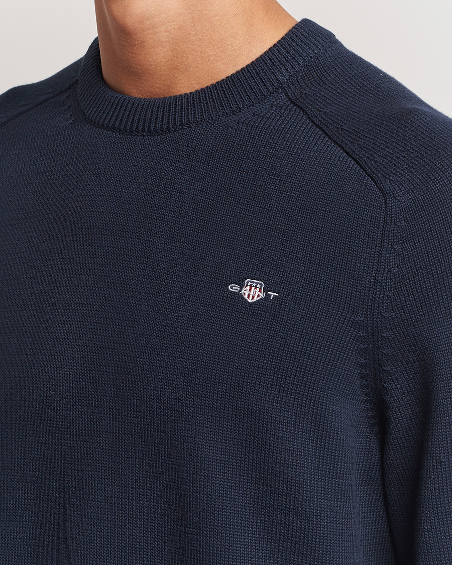 Herr | Tröjor | GANT | Casual Cotton Saddle C-neck Evening Blue