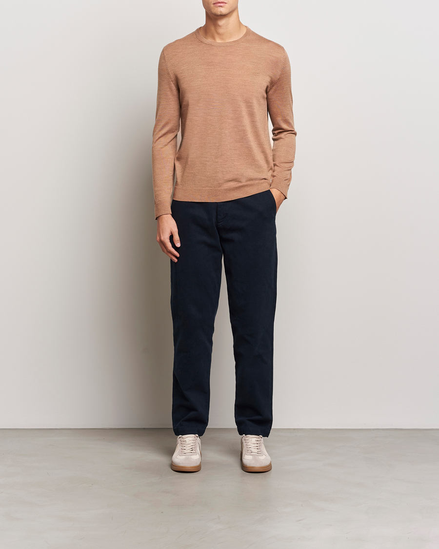 Herr | Tröjor | GANT | Extrafine Merino Wool C-Neck Dk Sand Melange