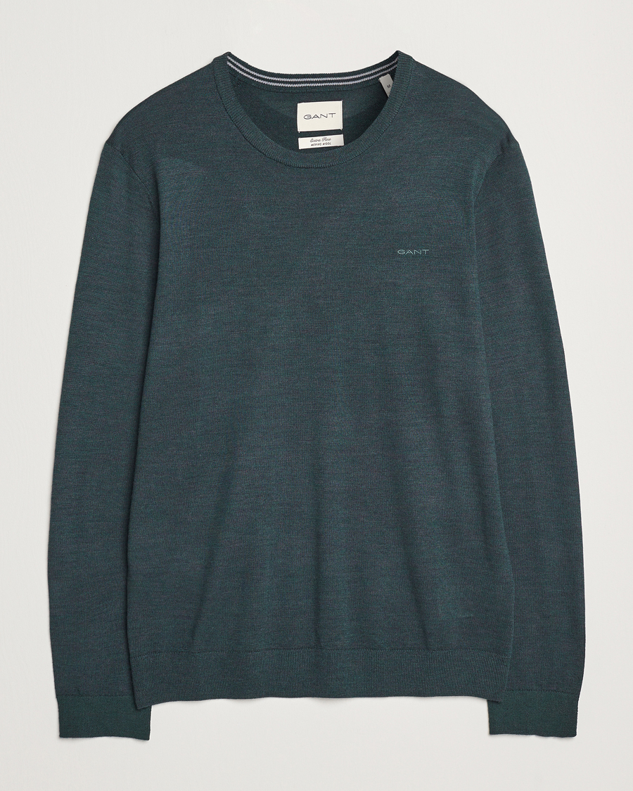Herr | Tröjor | GANT | Extrafine Merino Wool C-Neck Tartan Green