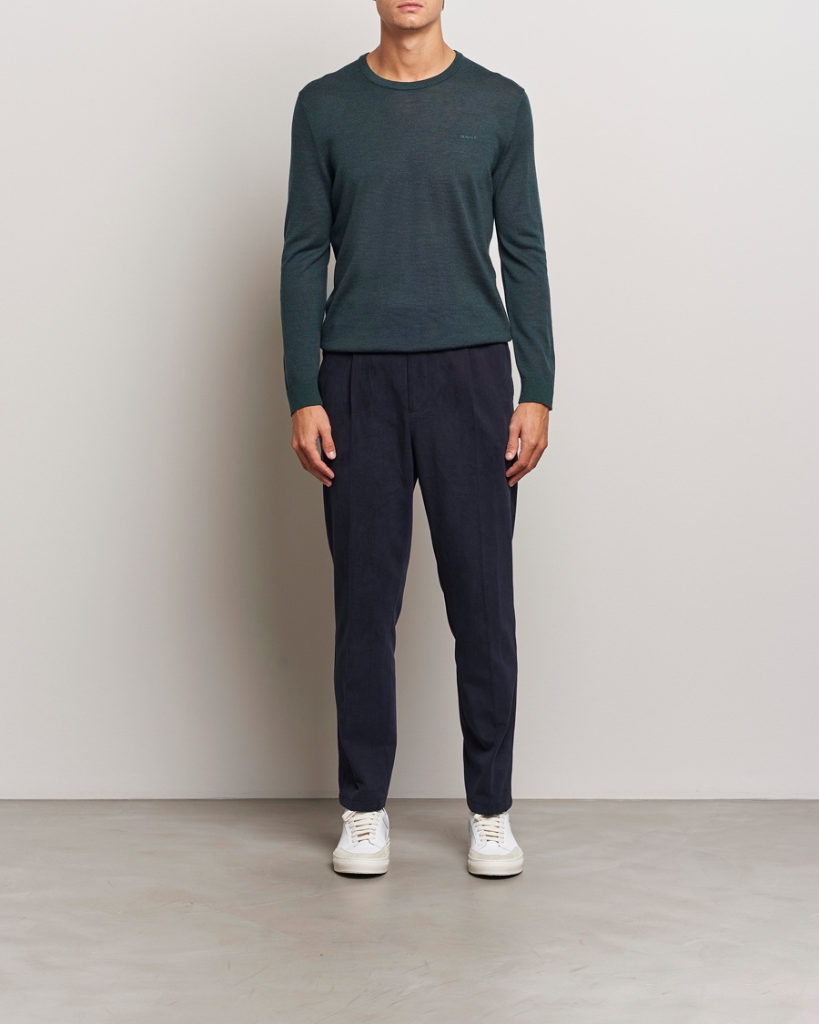 Herr | Tröjor | GANT | Extrafine Merino Wool C-Neck Tartan Green