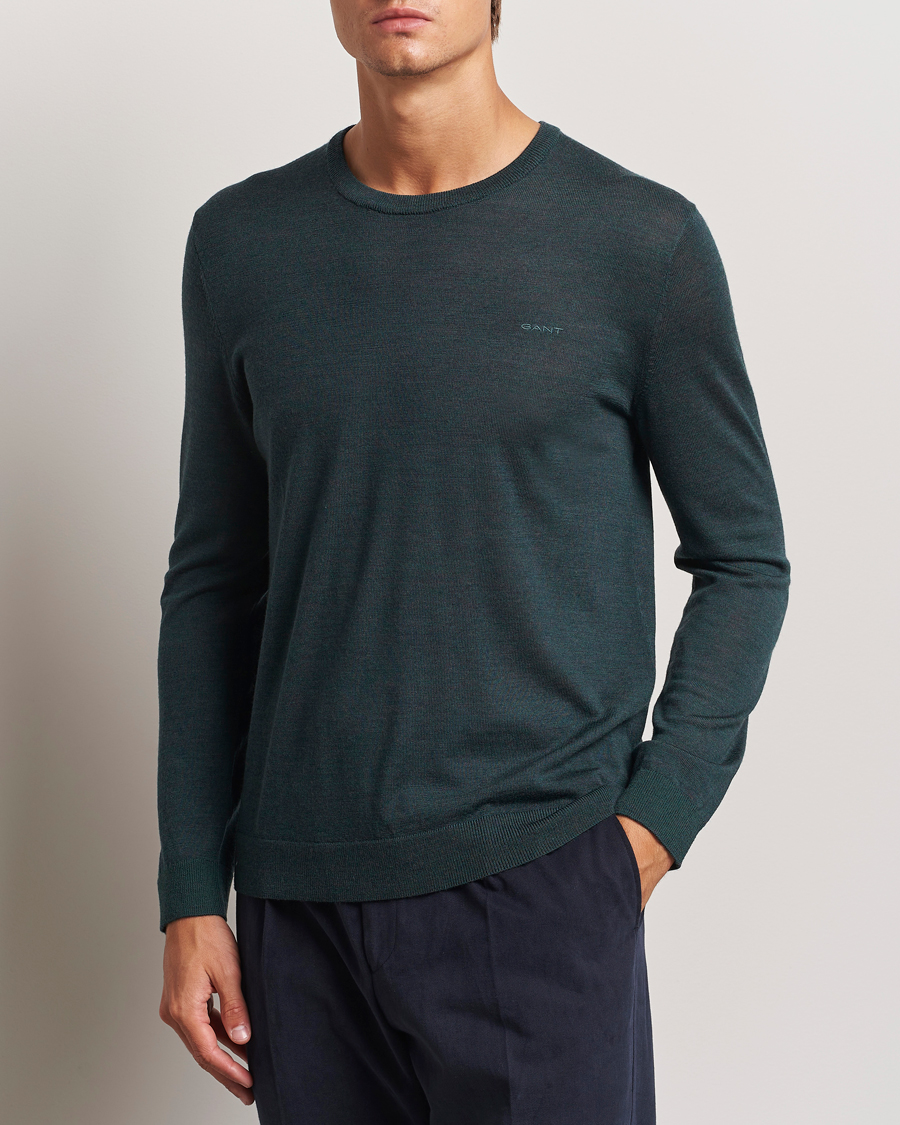 Herr | Tröjor | GANT | Extrafine Merino Wool C-Neck Tartan Green