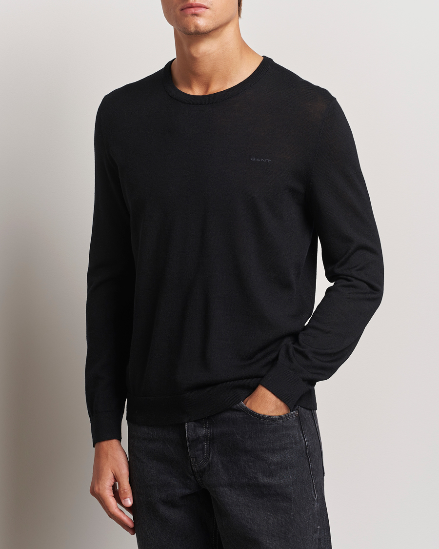 Herr | Tröjor | GANT | Extrafine Merino Wool C-Neck Black