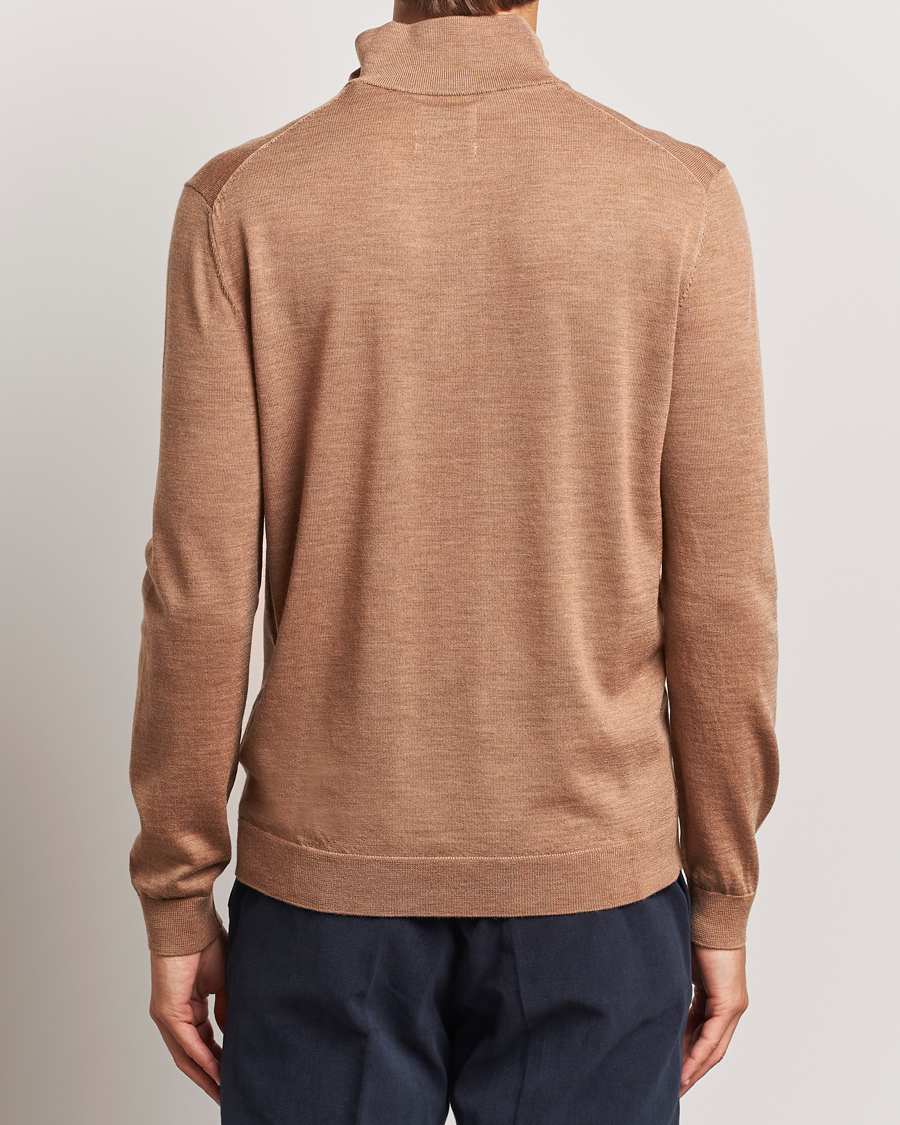 Herr | Tröjor | GANT | Extrafine Merino Wool Half Zip Dk Sand Melange