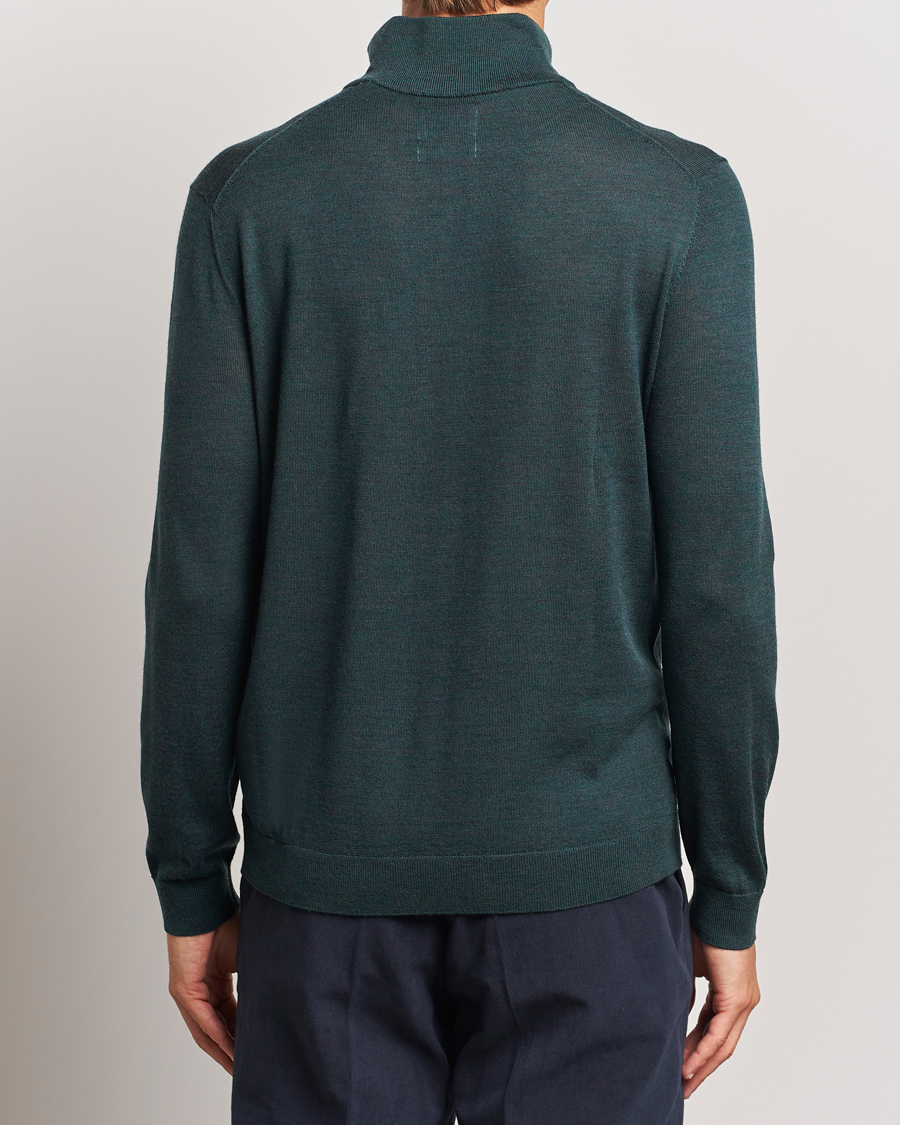Herr | Tröjor | GANT | Extrafine Merino Wool Half Zip Tartan Green