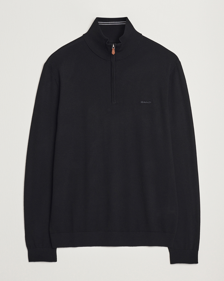 Herr | Tröjor | GANT | Extrafine Merino Wool Half Zip Black