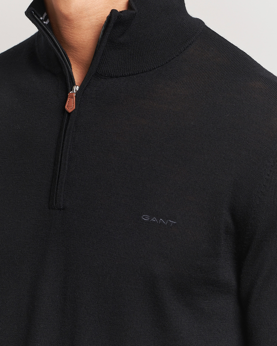 Herr | Tröjor | GANT | Extrafine Merino Wool Half Zip Black