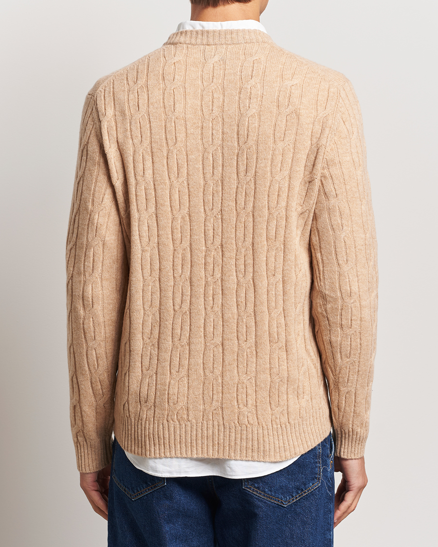 Herr | Tröjor | GANT | Lambswool Cable C-Neck Khaki Melange