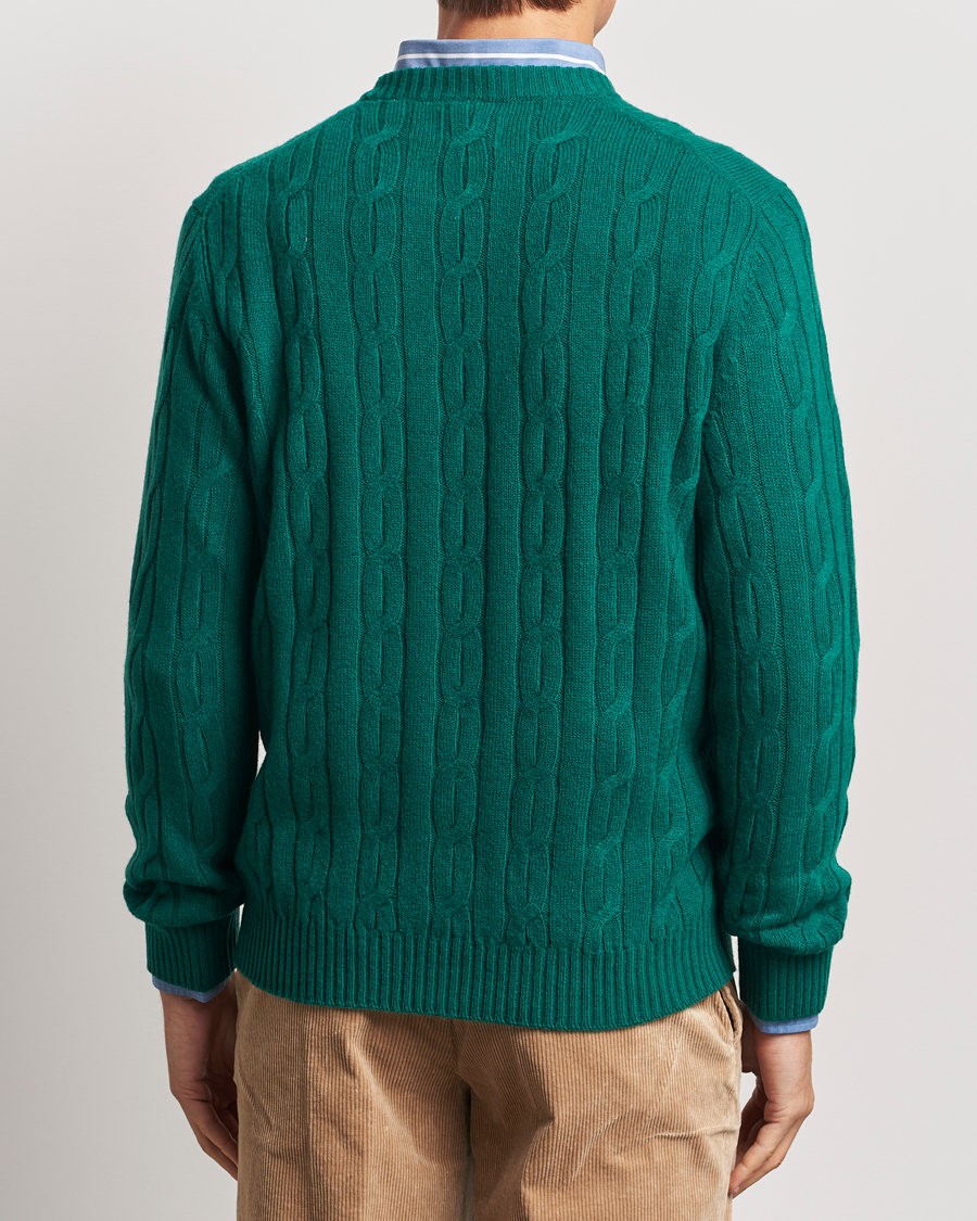 Herr | Tröjor | GANT | Lambswool Cable C-Neck Deep Forest Green