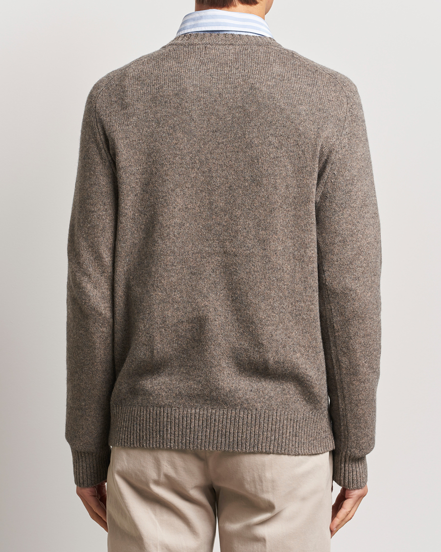Herr | Tröjor | GANT | Wool Blend C-Neck Dark Hazelnut Melange