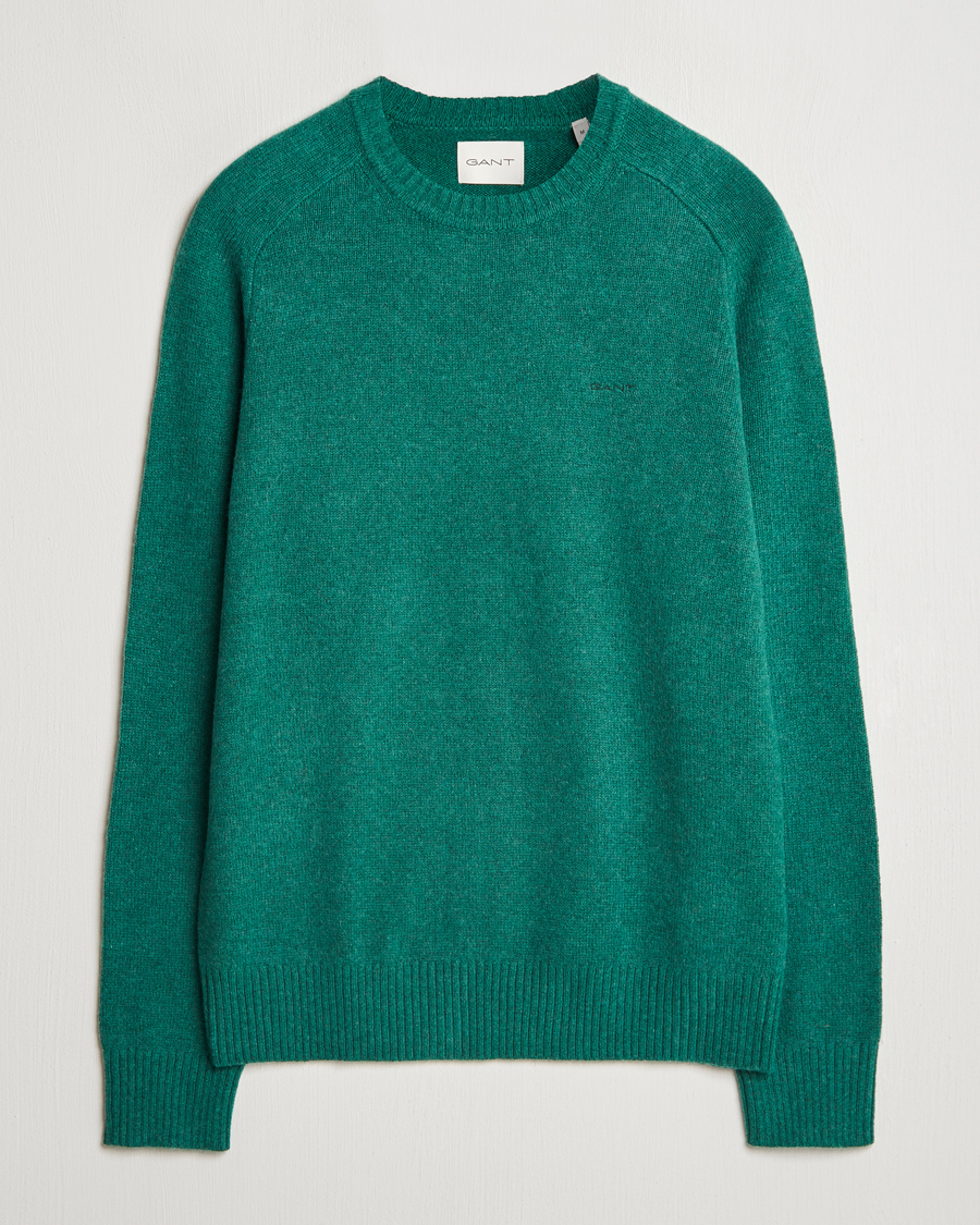 Herr | Tröjor | GANT | Wool Blend C-Neck Deep Forest Green