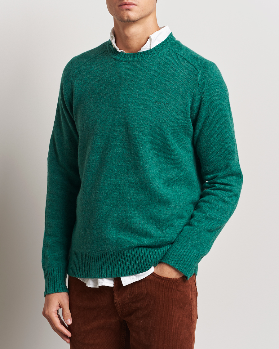 Herr | Tröjor | GANT | Wool Blend C-Neck Deep Forest Green