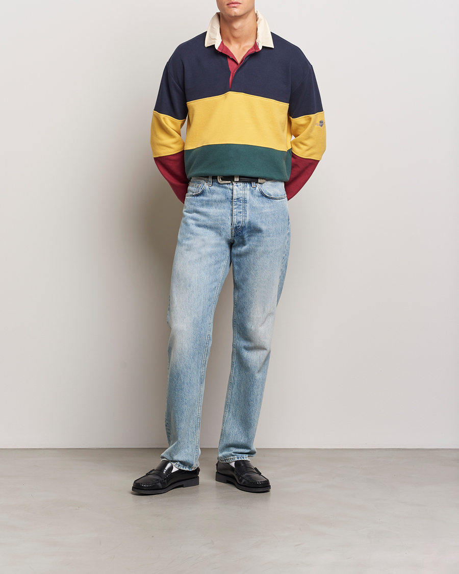 Herr | Tröjor | GANT | Sweat Color Block Heavy Rugger Evening Blue