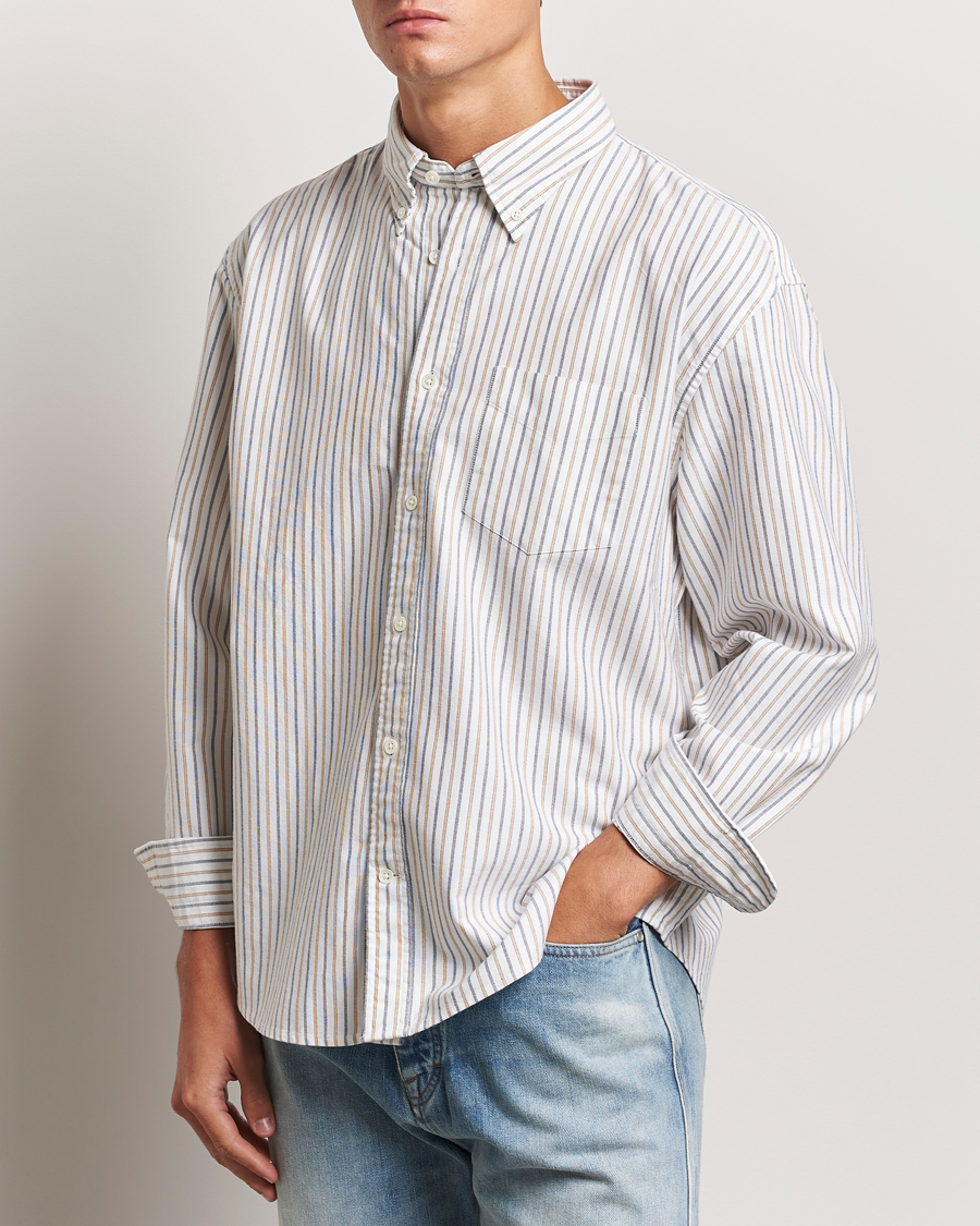 Herr | Skjortor | GANT | Rel Herigate Oxford Stripe Shirt Eggshell