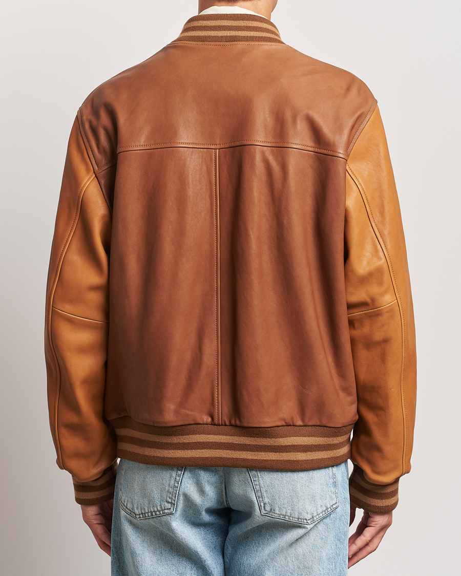 Herr | Jackor | Gant | Leather Varsity Jacket Brown Sugar